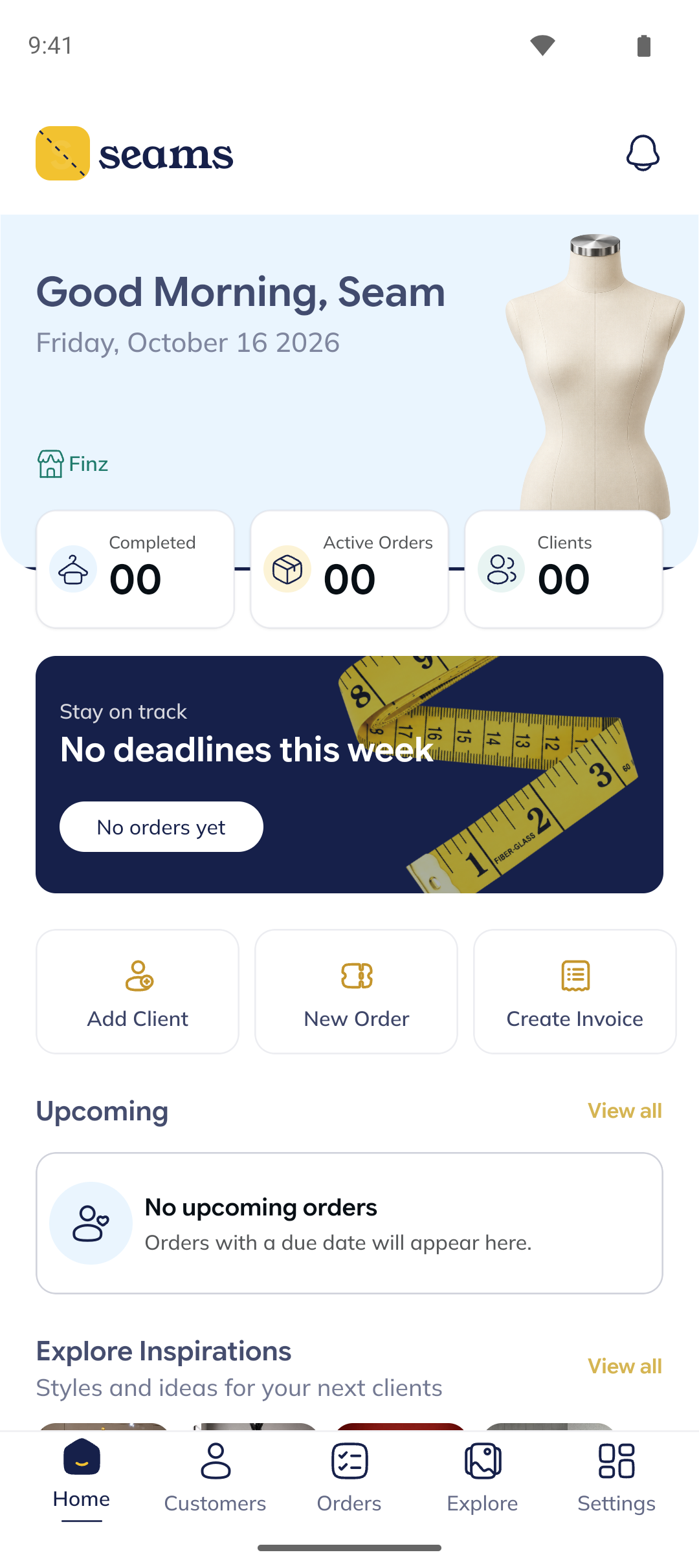 Seam home dashboard