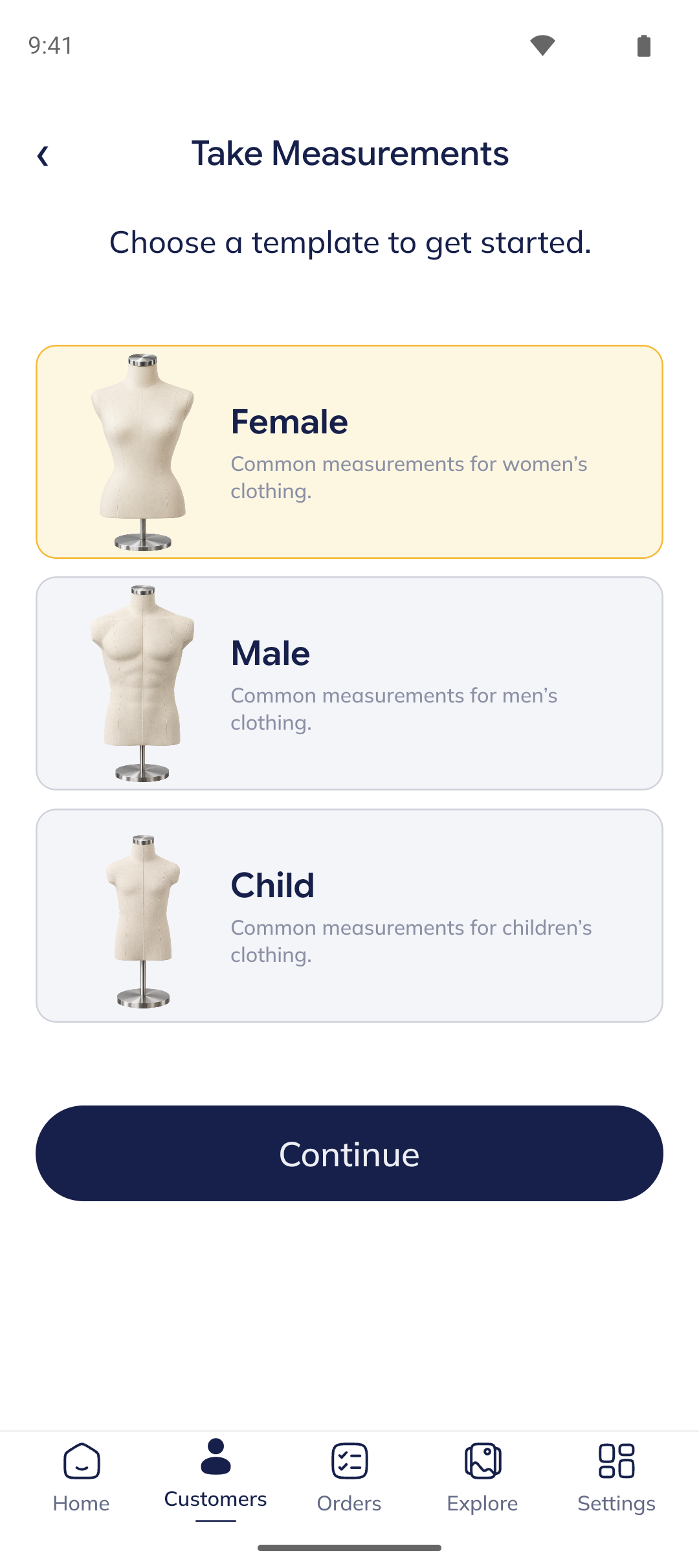 Seam measurement templates